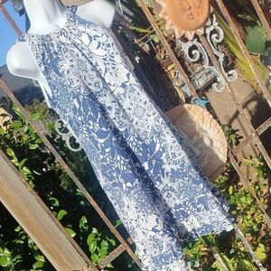 MSK Blue And White Sleeveless Dress Medium